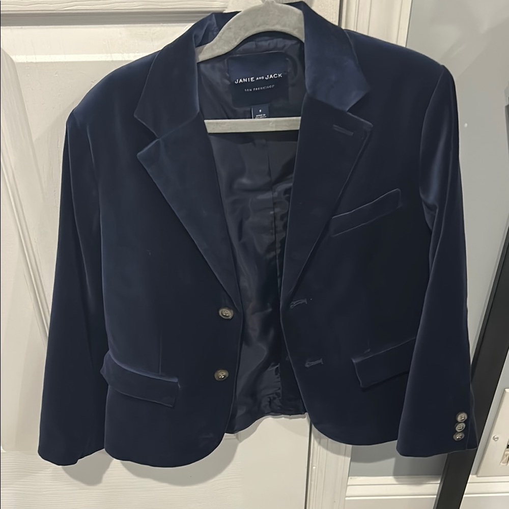 Janie and Jack kids navy velvet suit